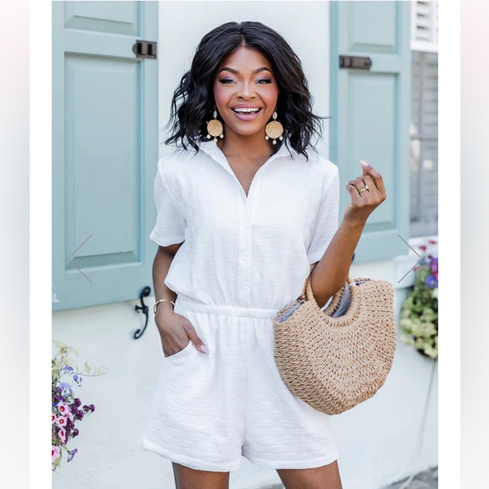 Pink Lily white romper